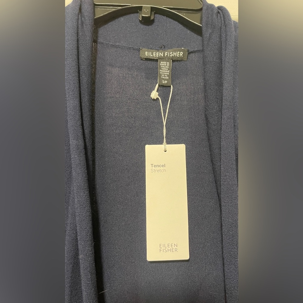 NWT Eileen Fisher Midnight Tencel Knit Duster Long Cardigan S/P - Picture 3 of 6